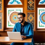 Home 19 디지털 노마드가 직면한 어려움과 극복 사례 - A professional digital nomad working on a laptop inside a cozy, modern café in a small rural town, s...