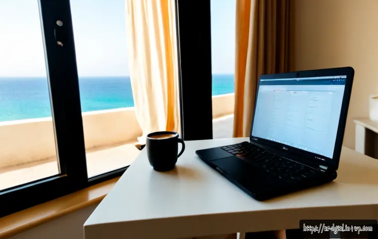 Home 17 디지털 노마드의 시간에 대한 철학 - Photorealistic digital nomad working calmly at a minimalist desk beside a sunlit window in a modern ...